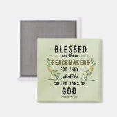 Retro Matteüs 5:9 Olijftak Waterverf Magneet (Voorkant / Achterkant)