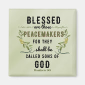 Retro Matteüs 5:9 Olijftak Waterverf Magneet (Voorkant)