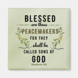 Retro Matteüs 5:9 Olijftak Waterverf Magneet