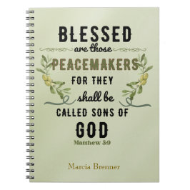 Retro Matteüs 5:9 Olijftak Waterverf Notitieboek