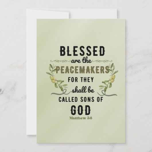 Retro Matteüs 5:9 Olijftak Waterverf Notitiekaartje (Voorkant)