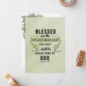 Retro Matteüs 5:9 Olijftak Waterverf Notitiekaartje (Voorkant / Achterkant in situ)