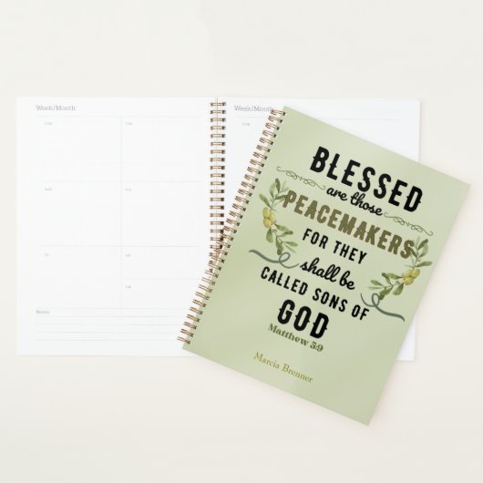 Retro Matteüs 5:9 Olijftak Waterverf Planner (Display)