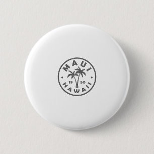 Retro Maui Hawaï Palmboom Heren Dames Meisjes Jong Ronde Button 5,7 Cm