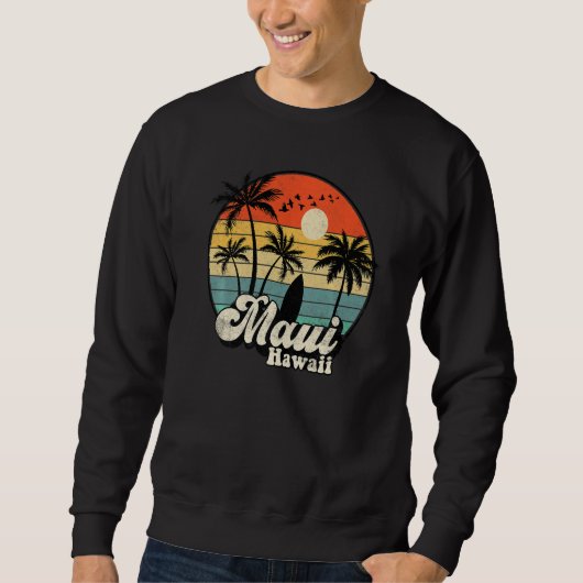 Retro Maui Hawaii Hawaiian Vacation Beach Surfing  Trui (Voorkant)
