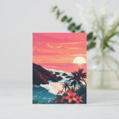 Retro Maui Hawaii Sunset Travel Briefkaart (Staand voorkant)