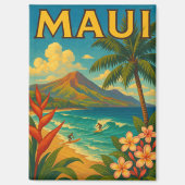 Retro Maui Hawaii Surfer Paradise Reizen Magneet (Voorkant)