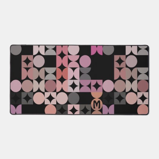 Retro Mauve Blush Peach Roze Zwart Pop Art Pattern Bureaumat (Voorkant)
