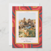 Retro Maximalist Geometric Red 2 foto Nieuwjaar Feestdagenkaart (Voorkant)