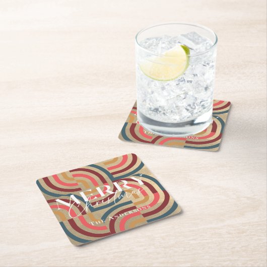 Retro Maximalist Geometrisch Goud Kerstmis Kartonnen Onderzetters (Insitu)