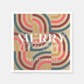 Retro Maximalist Geometrisch Goud Kerstmis Servet (Voorkant)