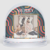 Retro Maximalist Geometrische Marine Kerstfoto Sneeuwbol (Voorkant)