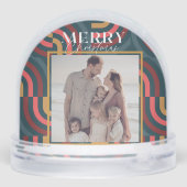 Retro Maximalist Geometrische Marine Kerstfoto Sneeuwbol (Achterkant)