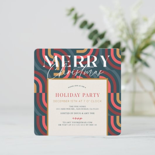 Retro Maximalistische geometrische Blauwgroen kers Kaart (Staand voorkant)