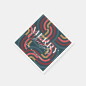 Retro Maximalistische geometrische Blauwgroen kers Servet (Hoek)