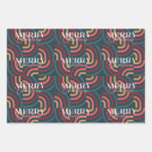 Retro Maximalistische geometrische kerstvakantie Inpakpapier Vel (Voorkant 2)