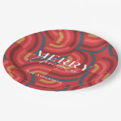 Retro Maximalistische geometrische rode kerst Papieren Bordje (Gekanteld)