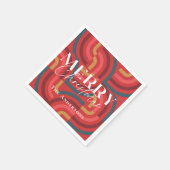 Retro Maximalistische geometrische rode kerst Servet (Hoek)