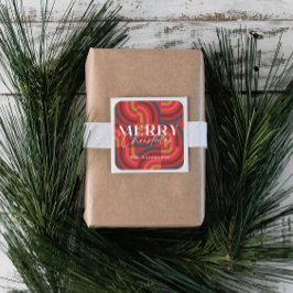 Retro Maximalistische geometrische rode kerst Vierkante Sticker