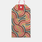 Retro Maximalistische Geometrische Rode Kerstmis Cadeaulabel (Achterkant)