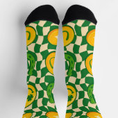 Retro Maximalistische Schaakbord St. Patrick's Day Sokken (Top)