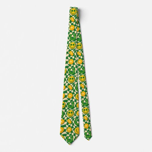 Retro Maximalistische Schachbrett St. Patrick's Da Stropdas (Voorkant)