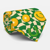 Retro Maximalistische Schachbrett St. Patrick's Da Stropdas (Opgerold)
