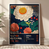 Retro Maximalistische Yayoi Kusama Bloemenshow Poster