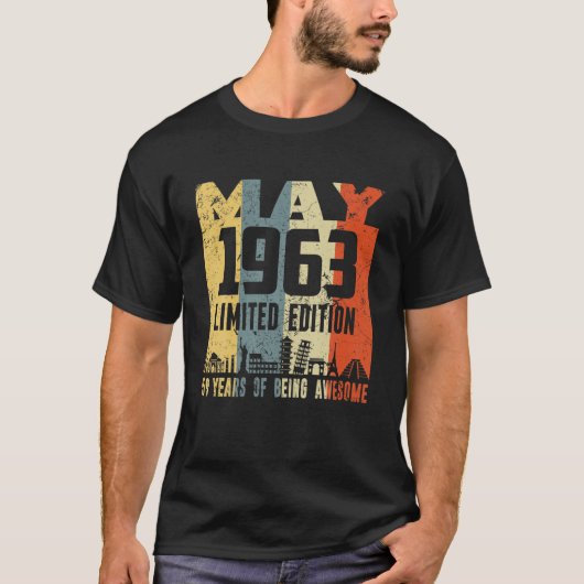 Retro May 1963 Funny 59th Birthday T-shirt (Voorkant)