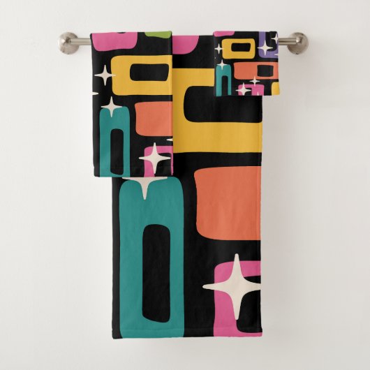 Retro MCM Abstract Atomische Tijdperk Patroon Bad Handdoek (Insitu)