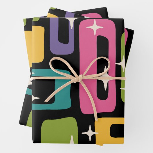 Retro MCM Abstract atoomouderingspatroon Inpakpapier Vel (In situ)