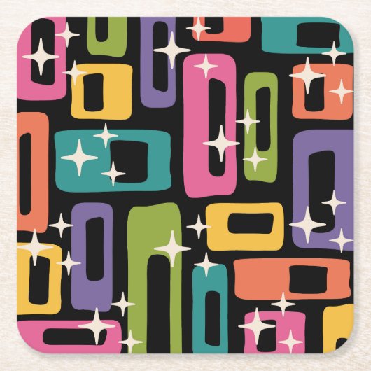 Retro MCM Abstract atoomouderingspatroon Kartonnen Onderzetters (Voorkant)