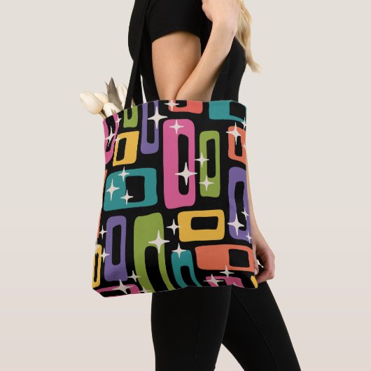Retro MCM Abstract atoomouderingspatroon Tote Bag (Dichtbij)