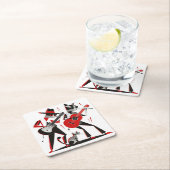 Retro MCM Beatnik Cats Gitaren spelen Kartonnen Onderzetters (Insitu)