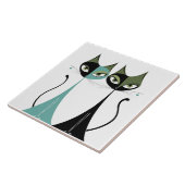  Retro MCM Cats Turquoise Zwart Groen Tegeltje (Zijkant)