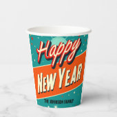 Retro MCM Gelukkig Nieuwjaar Papieren Bekers (Achterkant)