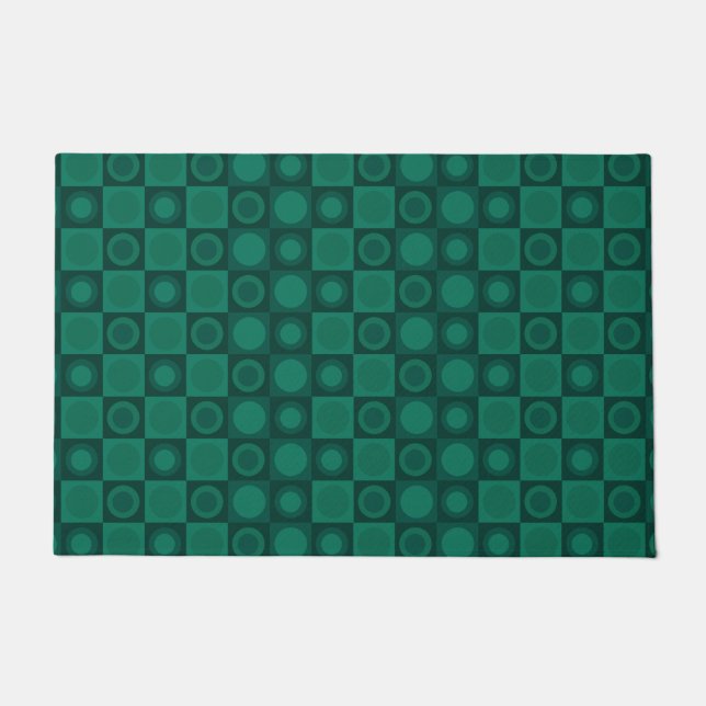 Retro MCM geometrisch patroon Blauwgroen Deurmat (Voorkant)