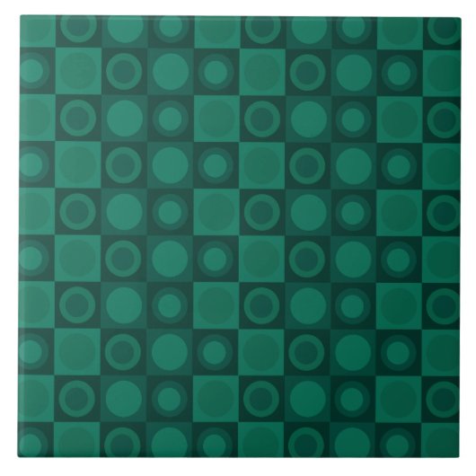 Retro MCM geometrisch patroon Blauwgroen Tegeltje (Voorkant)