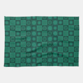 Retro MCM geometrisch patroon Blauwgroen Theedoek (Horizontaal)