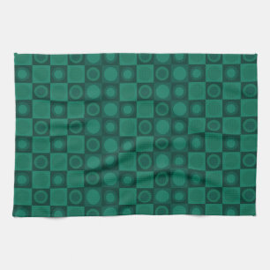 Retro MCM geometrisch patroon Blauwgroen Theedoek