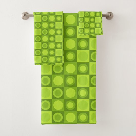 Retro MCM geometrisch patroon Chartreuse Bad Handdoek (Insitu)