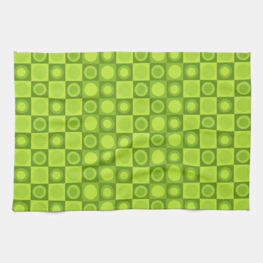 Retro MCM geometrisch patroon Chartreuse Theedoek (Horizontaal)