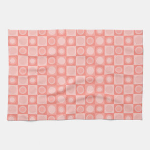 Retro MCM geometrisch patroon zalmroze Theedoek