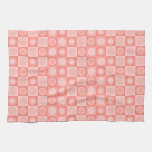 Retro MCM geometrisch patroon zalmroze Theedoek (Horizontaal)