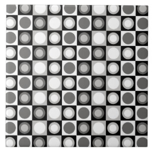 Retro MCM geometrisch patroon zwart wit Tegeltje