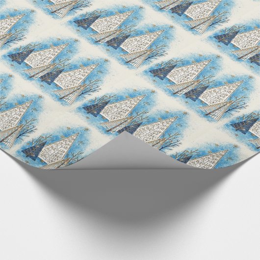 Retro MCM Kerstbomen Cadeaupapier (Hoek)