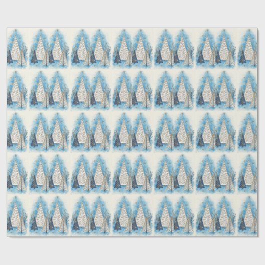 Retro MCM Kerstbomen  Cadeaupapier (Vlak)