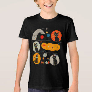 Retro MCM Zwarte Kat: Kosmische Abstracte Grafisch Tri-Blend Shirt