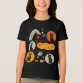 Retro MCM Zwarte Kat: Kosmische Abstracte Grafisch Tri-Blend Shirt (Voorkant)