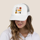 Retro MCM Zwarte Kat: Kosmische Abstracte Grafisch Trucker Pet (In situ)